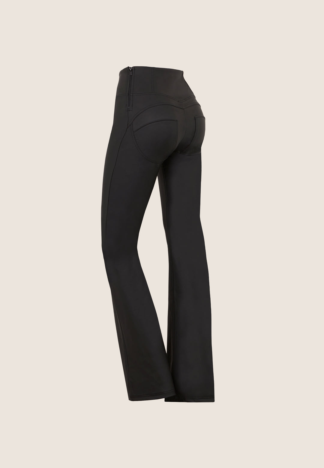 (WRUP11HF2572-N) Recycled faux leather Flare Fit Black pant