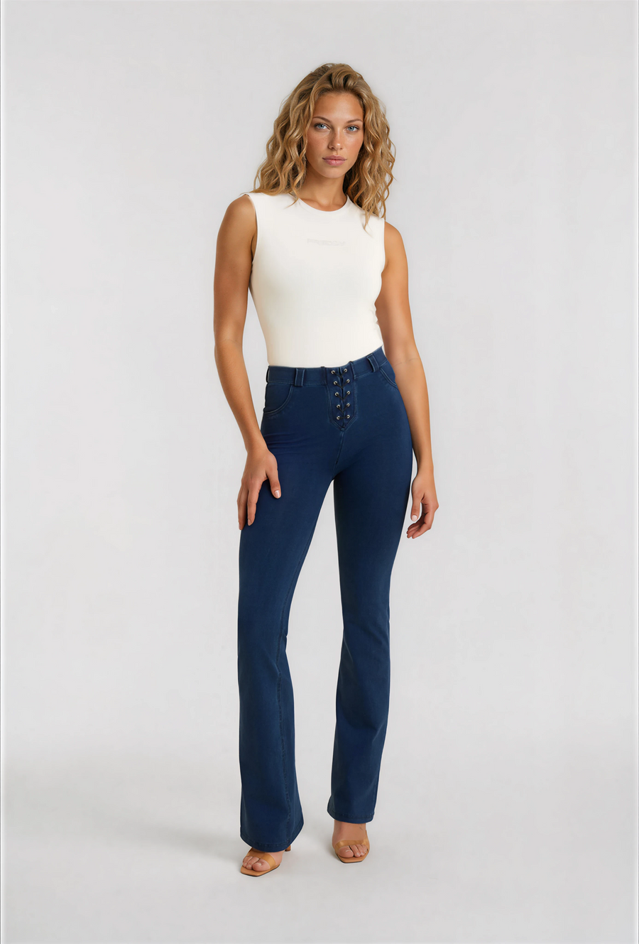Denim Stretch Organic cotton Flare Fit Blue Denim pant