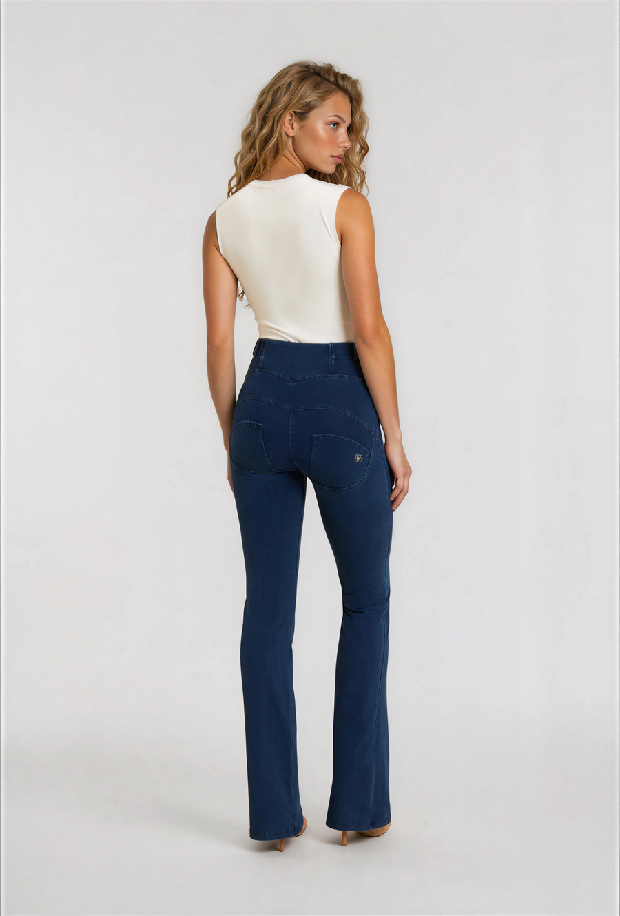 Denim Stretch Organic cotton Flare Fit Blue Denim pant another view