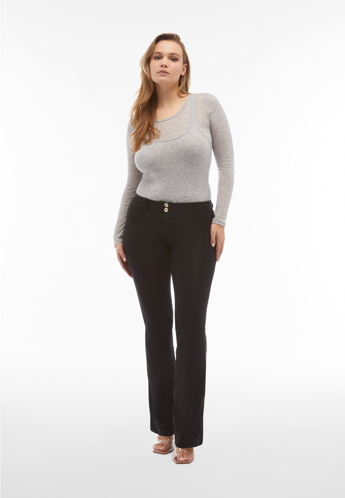 (WRUP11RC002ORG-J7N) ♥ Jean Wr.Up® style denim évasé avec taille normale ♥ agrandi