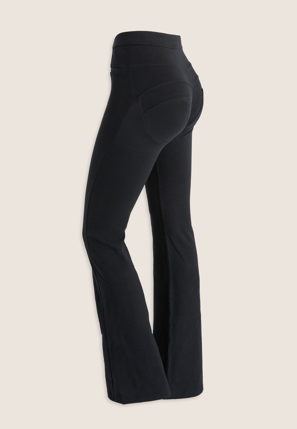 BLACK FLARED COTTON ZIP LONG LEGS FLARE COMFORTABLE
