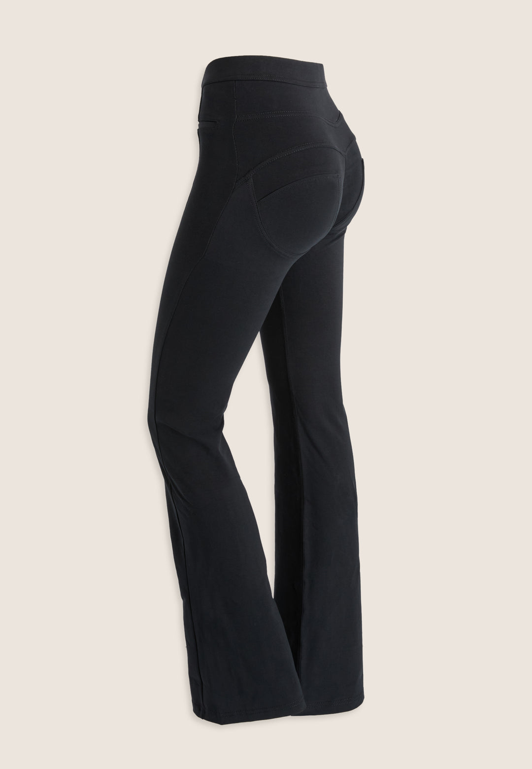 BLACK FLARED COTTON ZIP LONG LEGS FLARE COMFORTABLE