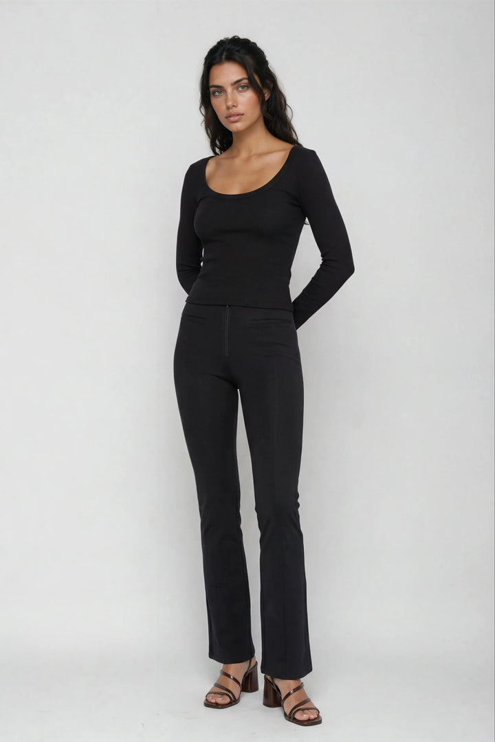 (WRUP11RMF2521-N) Organic Cotton Heavy Jersey stretch Flare Fit Black pant