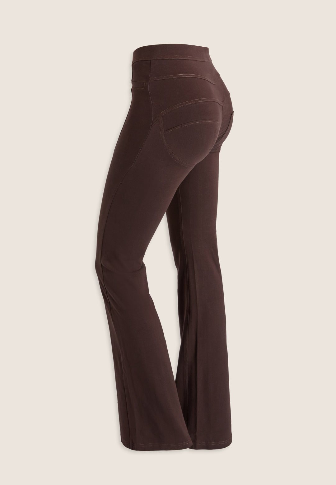 (WRUP11RMF2521-M113) Organic Cotton Heavy Jersey stretch Flare Fit Brown pant