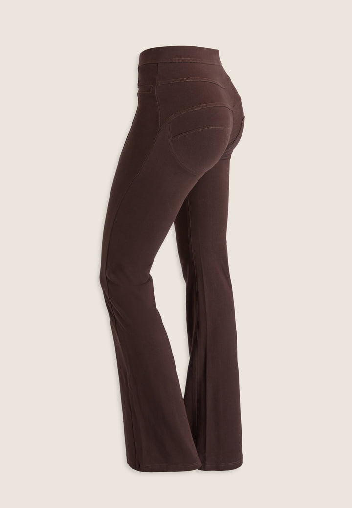 (WRUP11RMF2521-M113) Organic Cotton Heavy Jersey stretch Flare Fit Brown pant