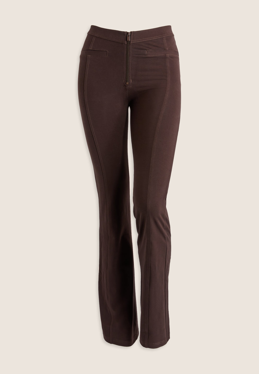 (WRUP11RMF2521-M113) Organic Cotton Heavy Jersey stretch Flare Fit Brown pant