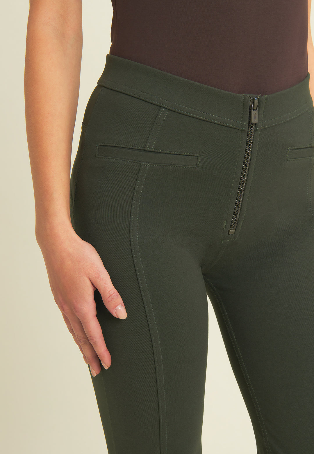 (WRUP11RMF2521-V143) Organic Cotton Heavy Jersey stretch Flare Fit Green pant