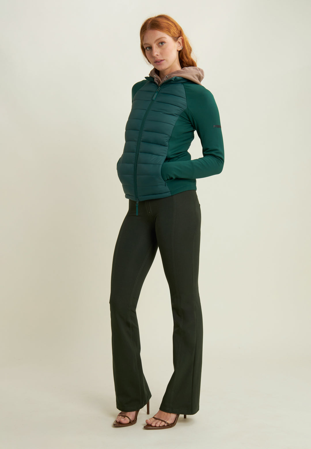 (WRUP11RMF2521-V143) Organic Cotton Heavy Jersey stretch Flare Fit Green pant