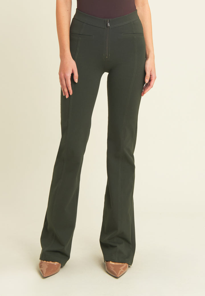 (WRUP11RMF2521-V143) Organic Cotton Heavy Jersey stretch Flare Fit Green pant