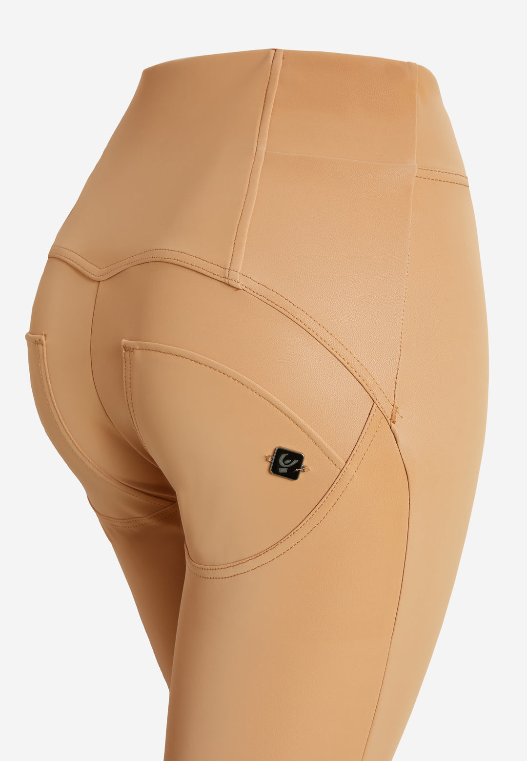 (WRUP11SHS435-M44) Flare Satin Look Leather Look Hoge Taille WR.UP® met Wijde Pijp en Split aan de Enkel