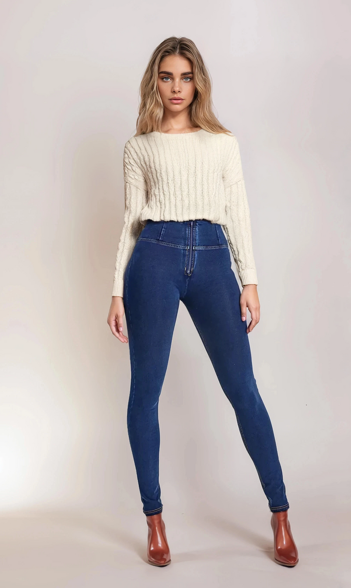 (WRUP2HC002ORG-J0Y) Denim look WR.UP® met Hoge Taille en Ritssluiting