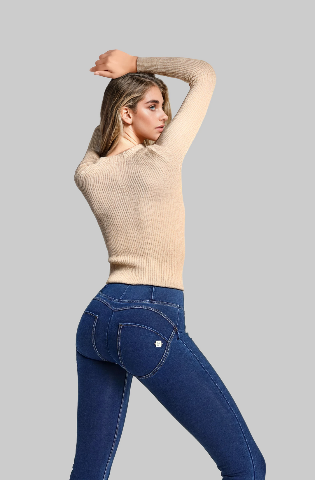 (WRUP2HC002ORG-J0Y) Denim look WR.UP® met Hoge Taille en Ritssluiting
