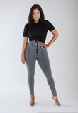 (WRUP1HC002NS-J3Y) Grijze Curvy WR.UP® Push Up Jeans met een Hoge Taille en Zip