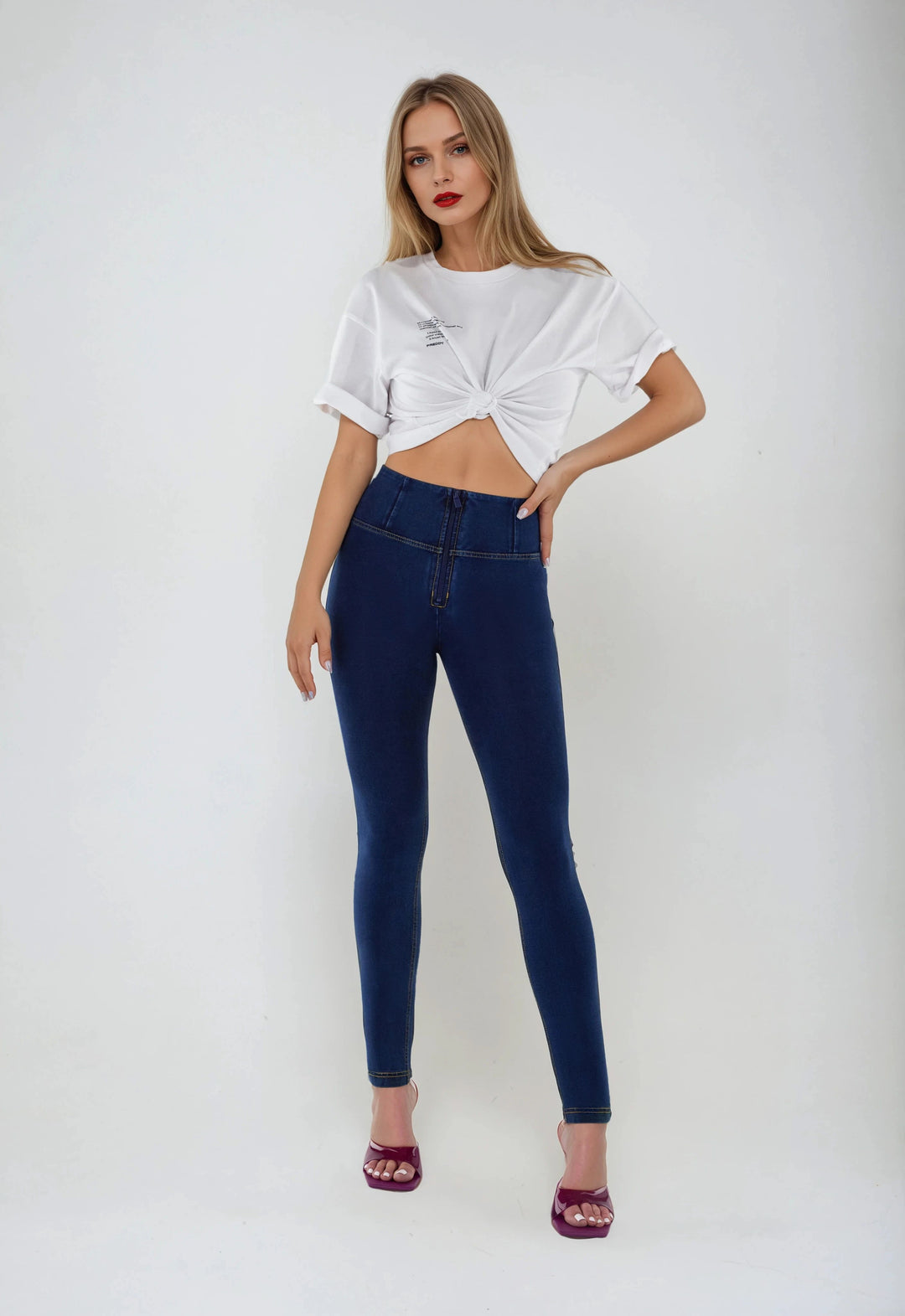(WRUP2HC002ORG-J0Y) Denim look WR.UP® met Hoge Taille en Ritssluiting