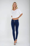 (WRUP1MC002-J0Y) WR.UP® MID-WAIST SKINNY-FIT BLUE PANTS IN STRETCH DENIM