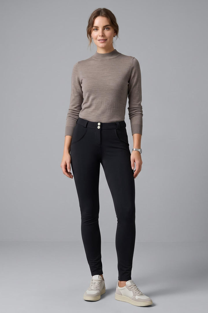 (WRUP1RF2563-N) Nylon Jersey Stretch Skinny Black pant