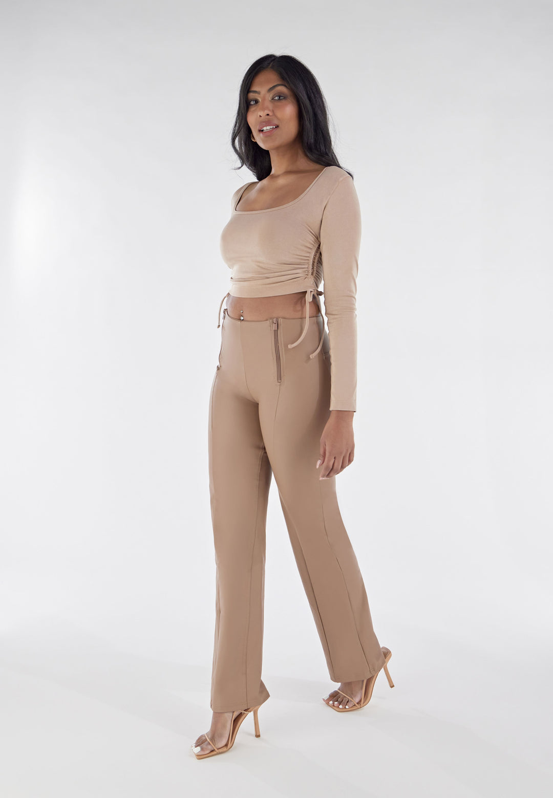(WRUP24HS315-M103) Leather Look Hoge Taille WR.UP® met Wijde Pijp