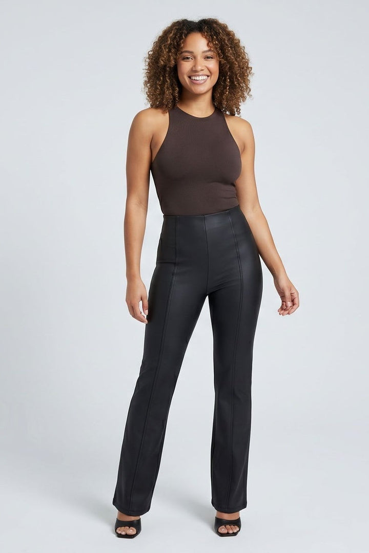 (WRUP29SHS431-N) Flared Leater Look met Zij Ritssluiting ♥