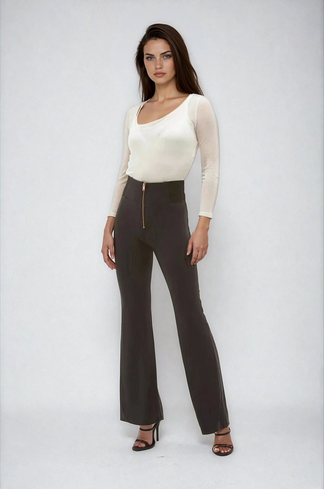 (WRUP29SHS443-J7N) Super High Waist WR.UP® Flared Jeans with Waistband in Soft Tencel