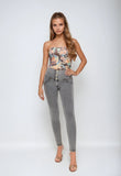(WRUP2BHC002ORG-J3Y) Denim Look WR.UP® met Hoge Taille en Knoopsluiting