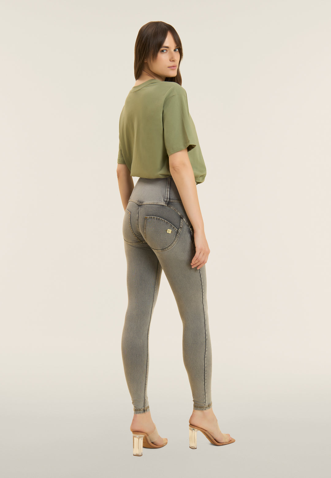 (WRUP2BHC002ORG-J3Y) Denim Look WR.UP® met Hoge Taille en Knoopsluiting