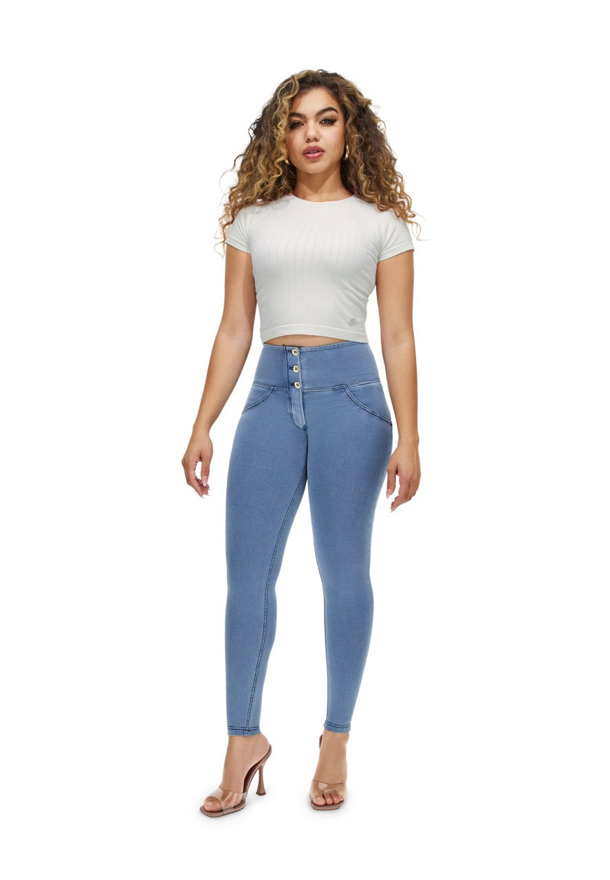 (WRUP2BHC002ORG-J4B) Denim Look WR.UP® met Hoge Taille en Knoopsluiting