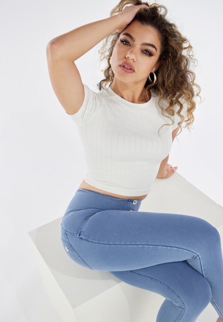 (WRUP2BHC002ORG-J4B) Denim Look WR.UP® met Hoge Taille en Knoopsluiting