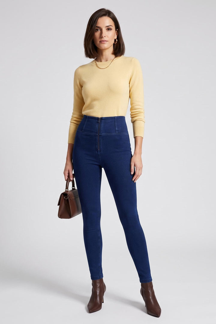 blue denim skinny high waist legging 