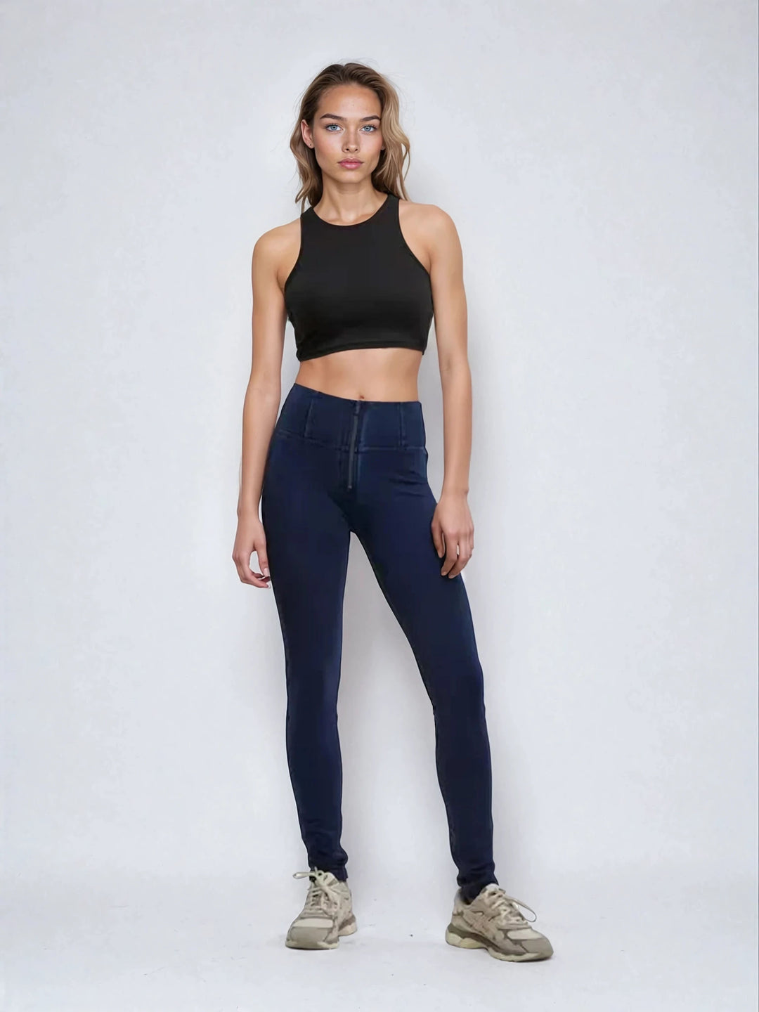 WRUP2HC002ORG-J0B Blauwe WR.UP® met Hoge Taille en Zip in Denim Look