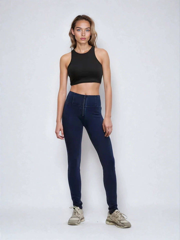 WRUP2HC002ORG-J0B Blauwe WR.UP® met Hoge Taille en Zip in Denim Look
