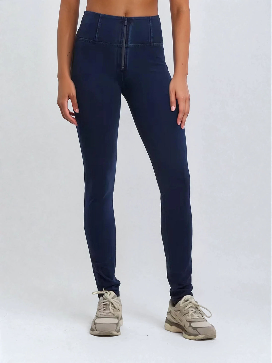 WRUP2HC002ORG-J0B Blauwe WR.UP® met Hoge Taille en Zip in Denim Look