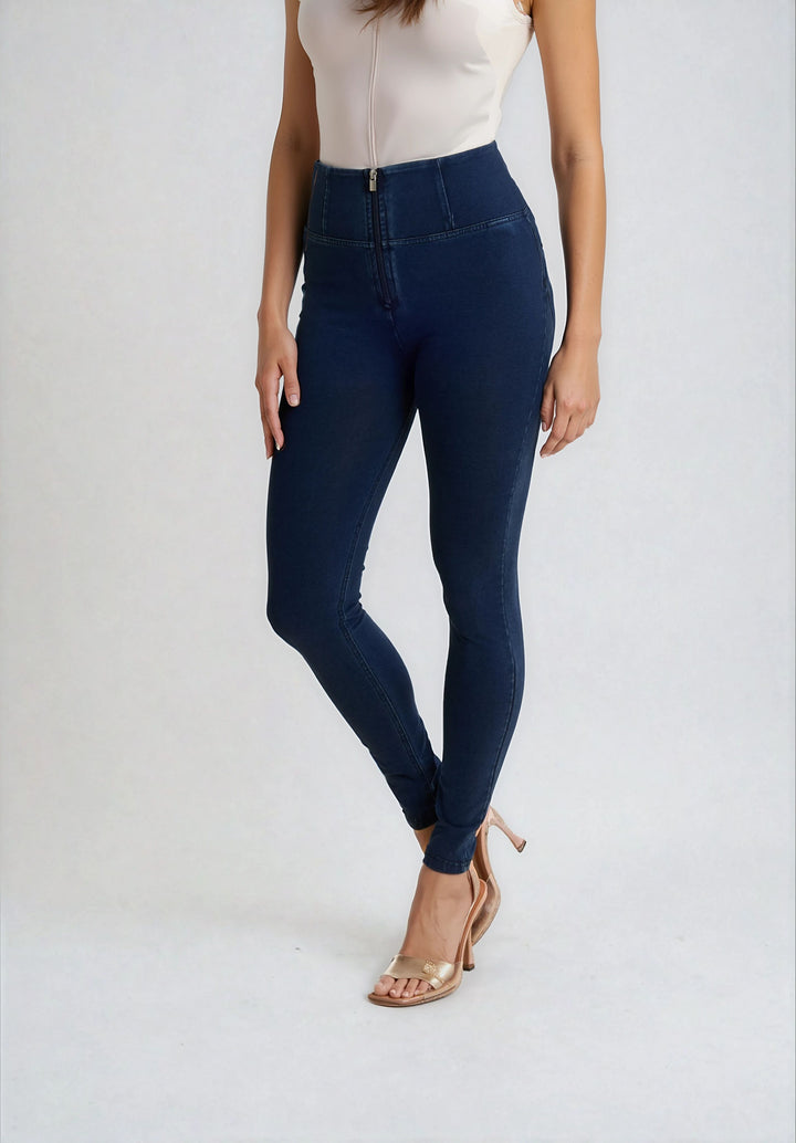 WRUP2HC002ORG-J0B Blauwe WR.UP® met Hoge Taille en Zip in Denim Look