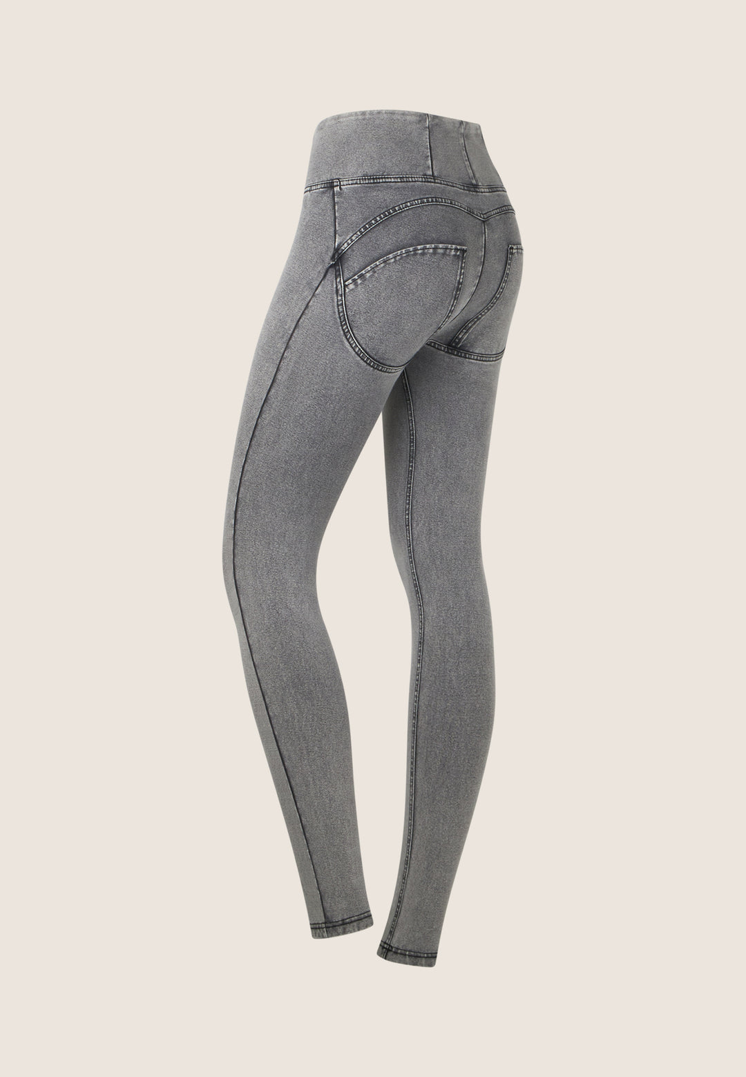 (WRUP2HC002ORG-J3N) Grijze WR.UP® met Hoge Taille en Zip in Denim Look