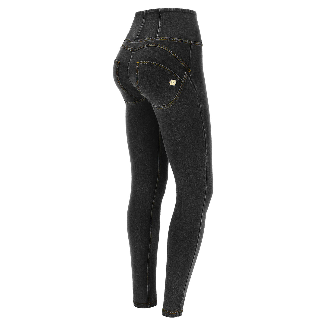 WRUP2HC002ORG-J7Y Zwarte WR.UP® met Hoge Taille en Zip in Denim Look