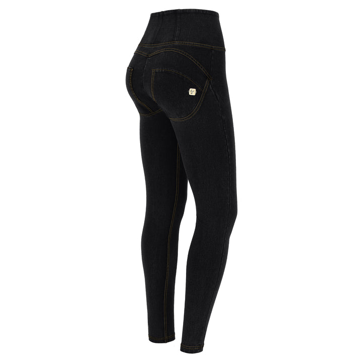 WRUP2HC002ORG-J7Y Zwarte WR.UP® met Hoge Taille en Zip in Denim Look