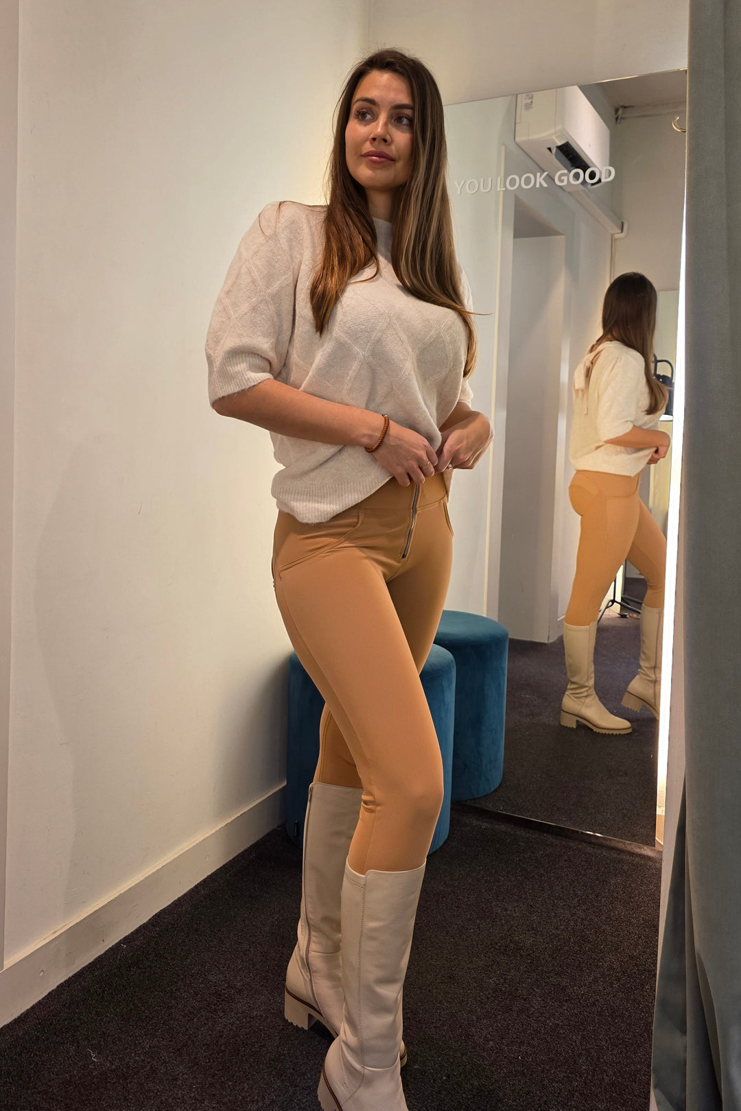 (WRUP2HC006PREC-M44) Leather Look WR.UP® met Hoge Taille en Rits Sluiting