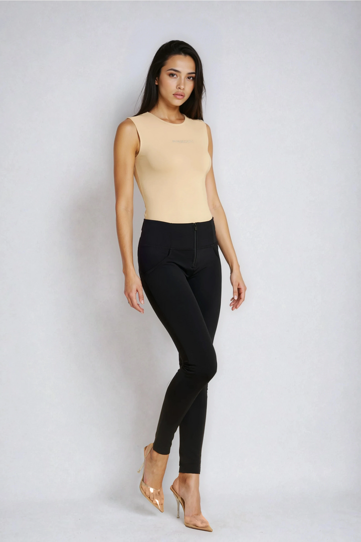 (WRUP2HF2564-N) Nylon Jersey Stretch Skinny Black pant