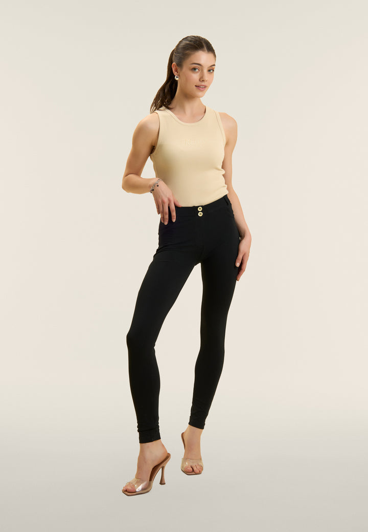 (WRUP1RF2563-N) Nylon Jersey Stretch Skinny Black pant