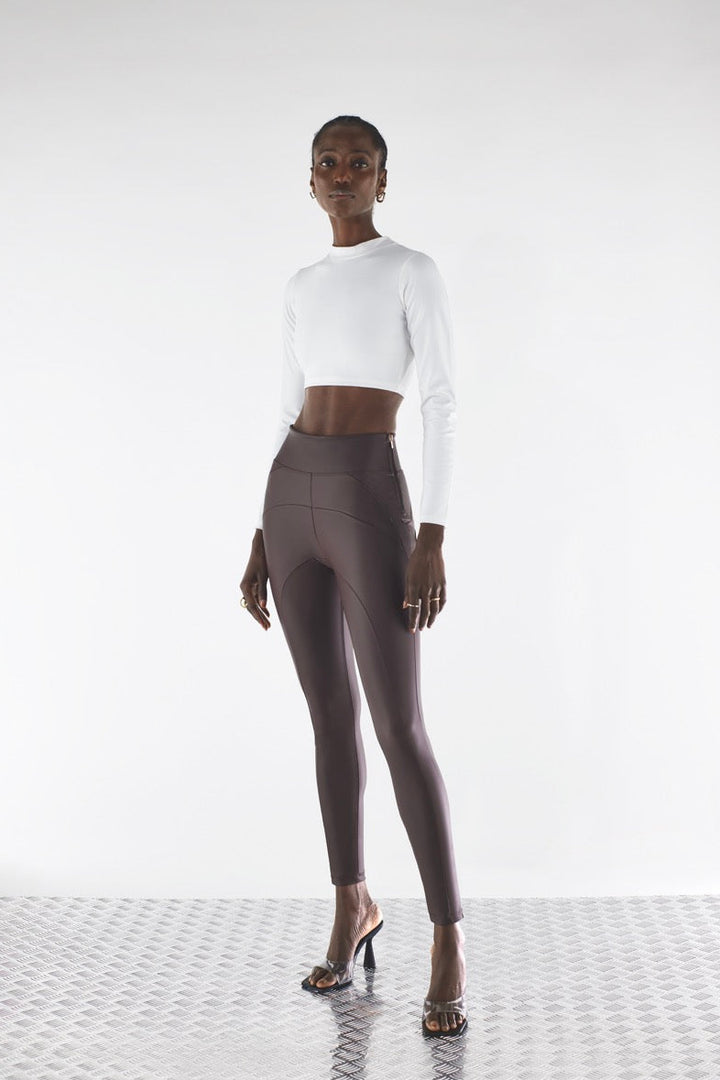 (WRUP2SHF313-M29) Leather Look WR.UP® met Hoge Taille en Stoere Stiksels