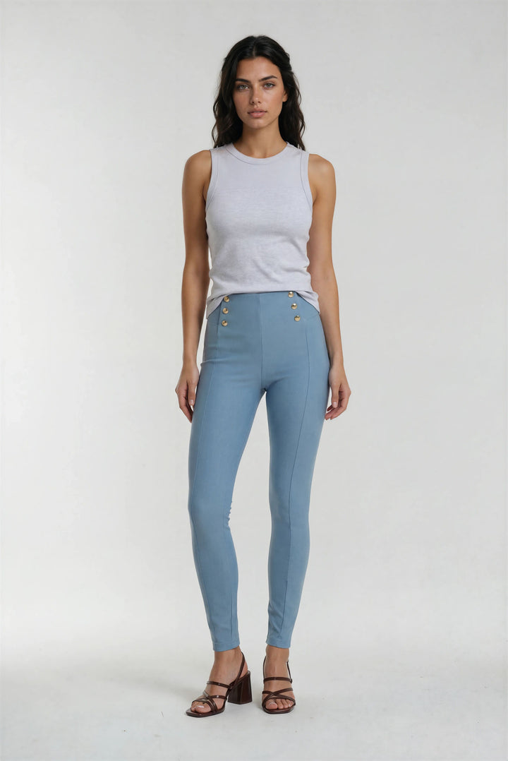 (WRUP2SHS2549-C65) Faux Leather WR.UP® High Waist met Gouden Buttons