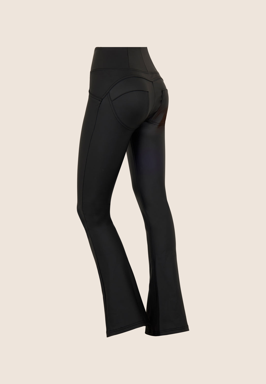 (WRUP47HF475-N) Recycled faux leather Flare Fit Black pant