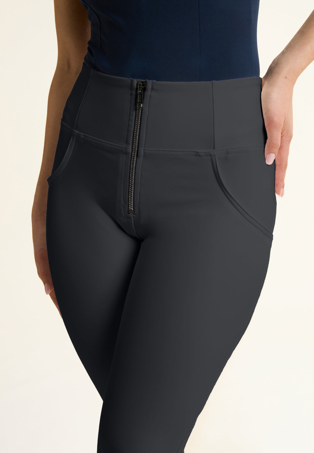 (WRUP47HF475-N) Recycled faux leather Flare Fit Black pant