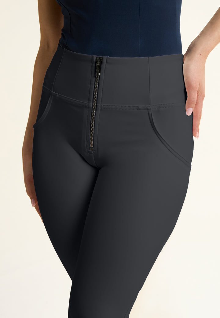 (WRUP47HF475-N) Recycled faux leather Flare Fit Black pant