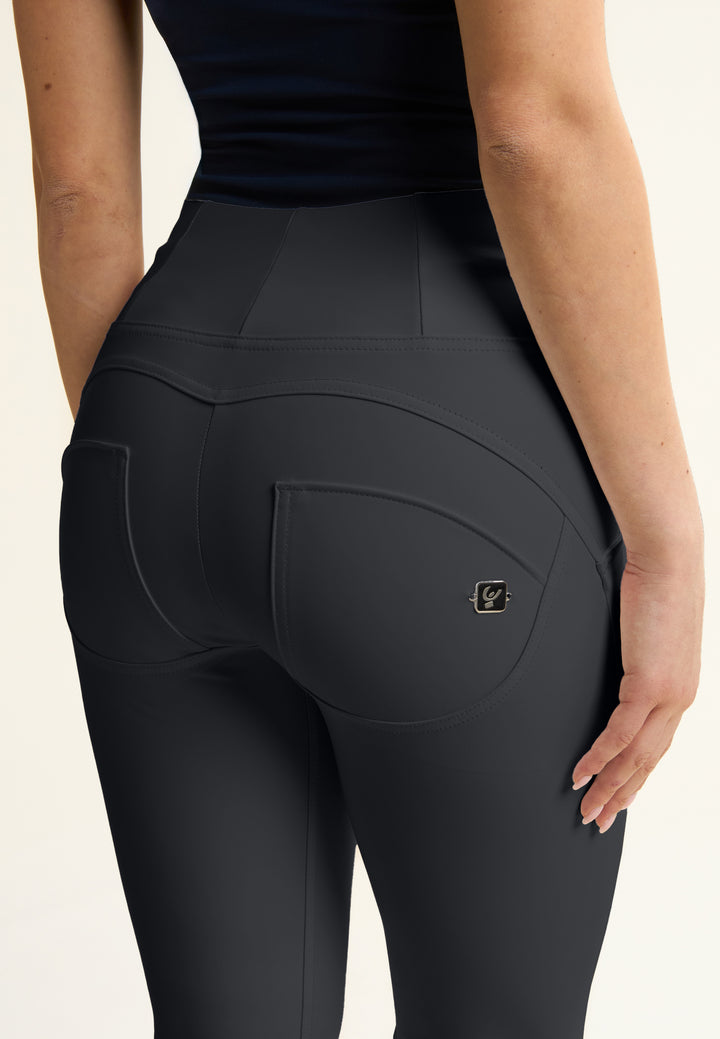 (WRUP47HF475-N) Recycled faux leather Flare Fit Black pant