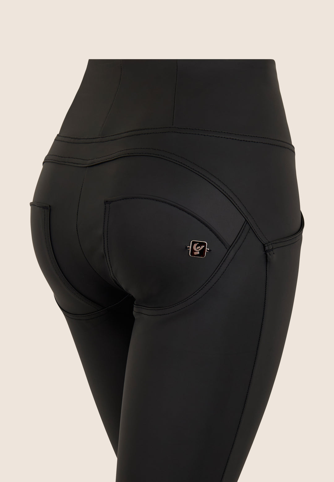 (WRUP47HF475-N) Recycled faux leather Flare Fit Black pant