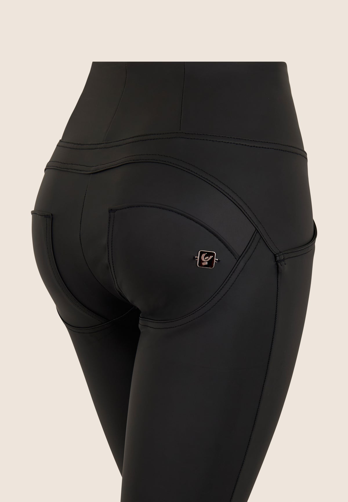 (WRUP47HF475-N) Recycled faux leather Flare Fit Black pant enlarged