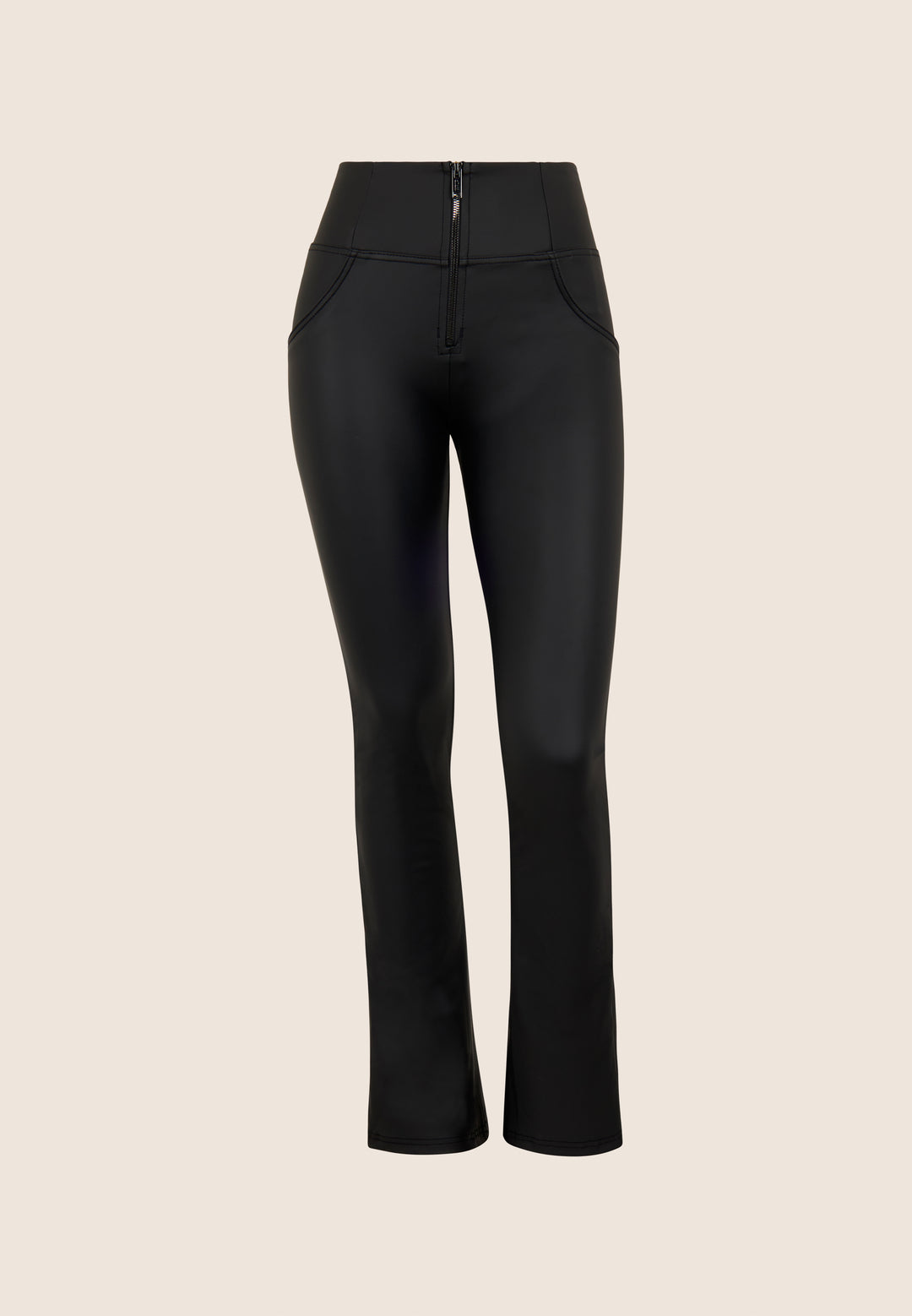 (WRUP47HF475-N) Recycled faux leather Flare Fit Black pant