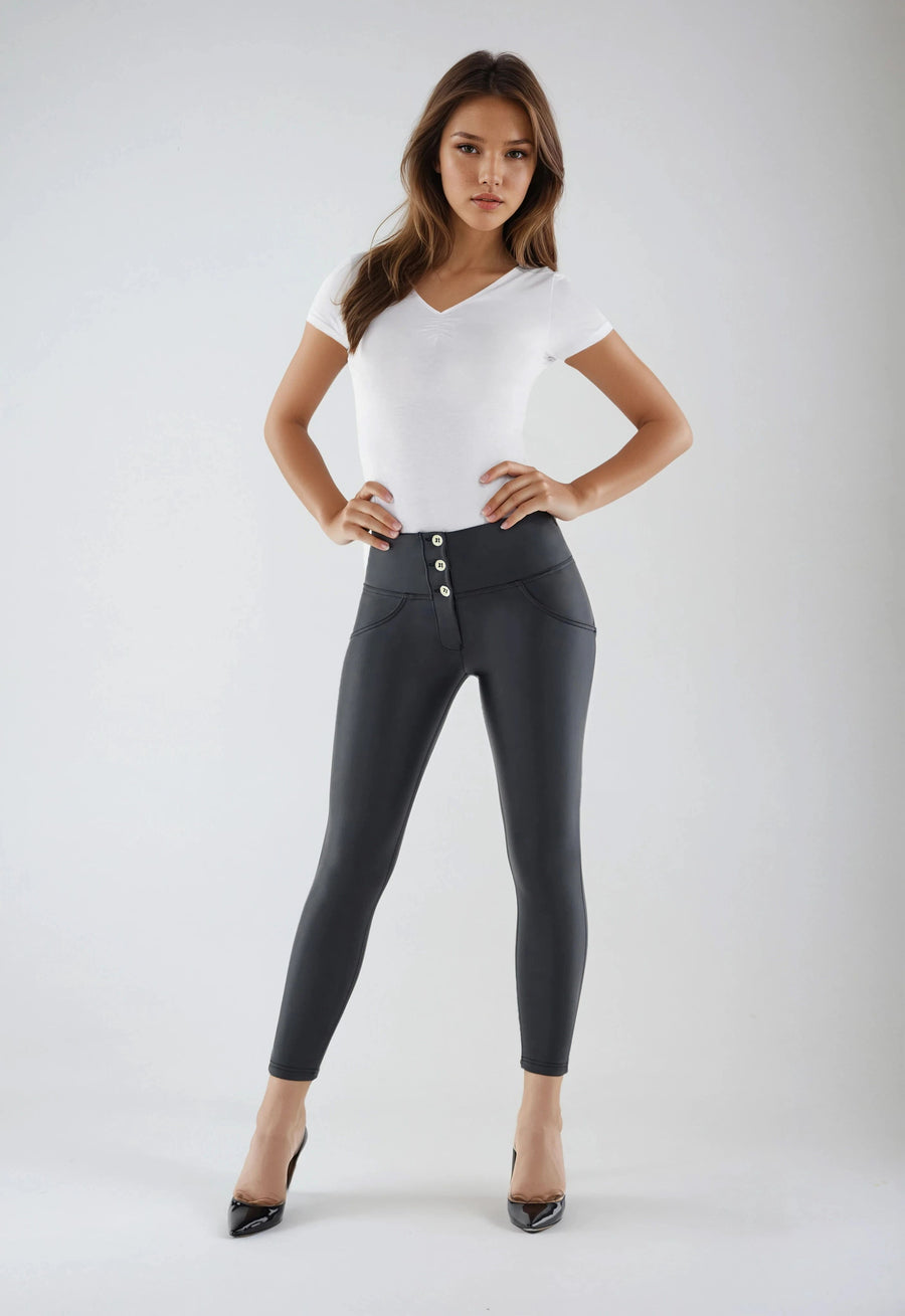 Leather Look WR.UP® Hoge Taille en Enkel Lengte met Knoopsluiting