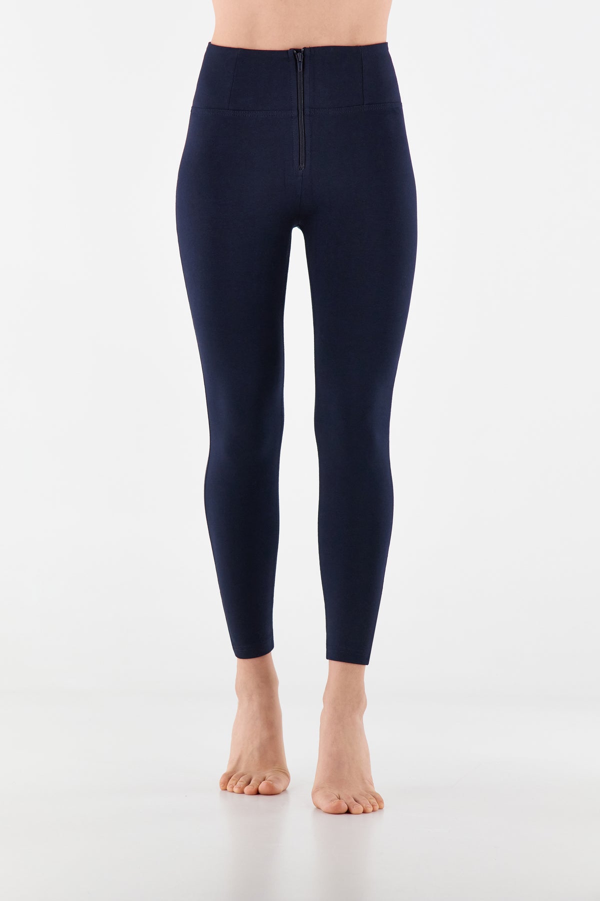 (WRUP4HC001ORG-B94) Organic Cotton Heavy Jersey stretch Skinny Ankle length Blue pant enlarged