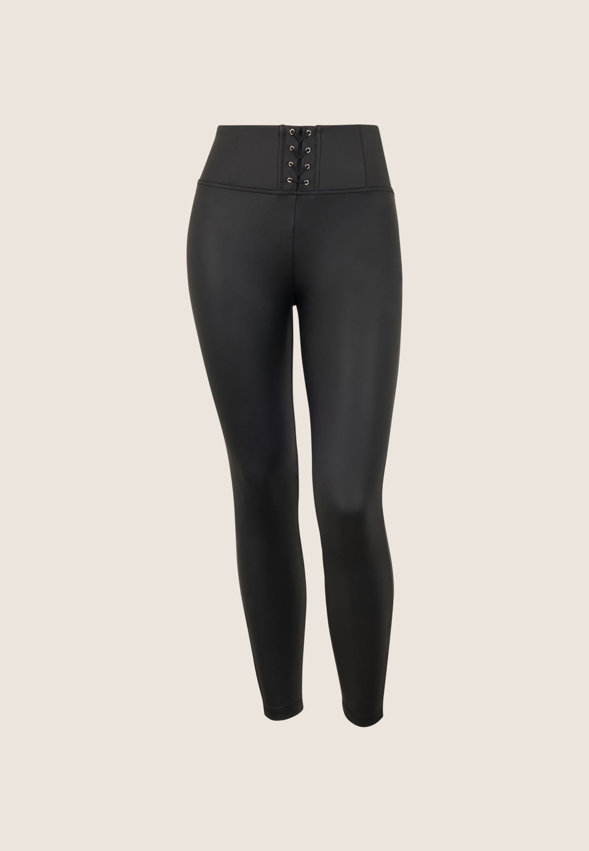(WRUP4HF2507-N) Pantalon noir skinny longueur cheville en similicuir recyclé agrandi